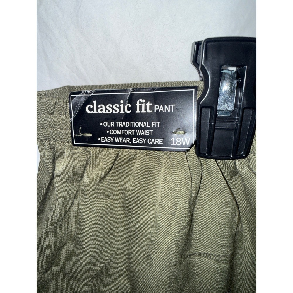Alfred Dunner Classic Fit Pants Olive Green Cactus Ranch 18W Proportioned Short - Picture 4 of 6